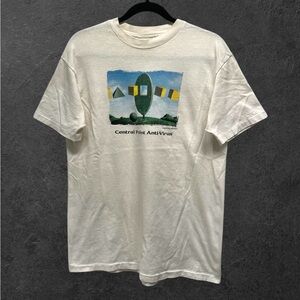 Vintage 1990s Central Point Anti-Virus White Distressed T-Shirt // L